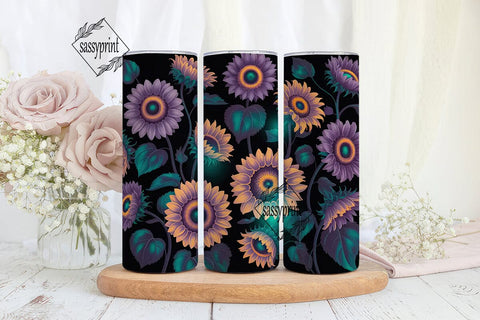 Purple Sunflower 20oz Tumbler Wrap Sublimation sassyprint 