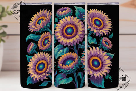 Purple Sunflower 20oz Tumbler Wrap Sublimation sassyprint 