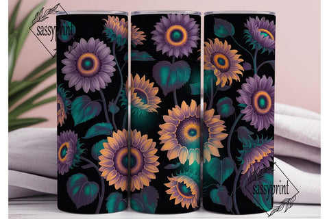 Purple Sunflower 20oz Tumbler Wrap Sublimation sassyprint 