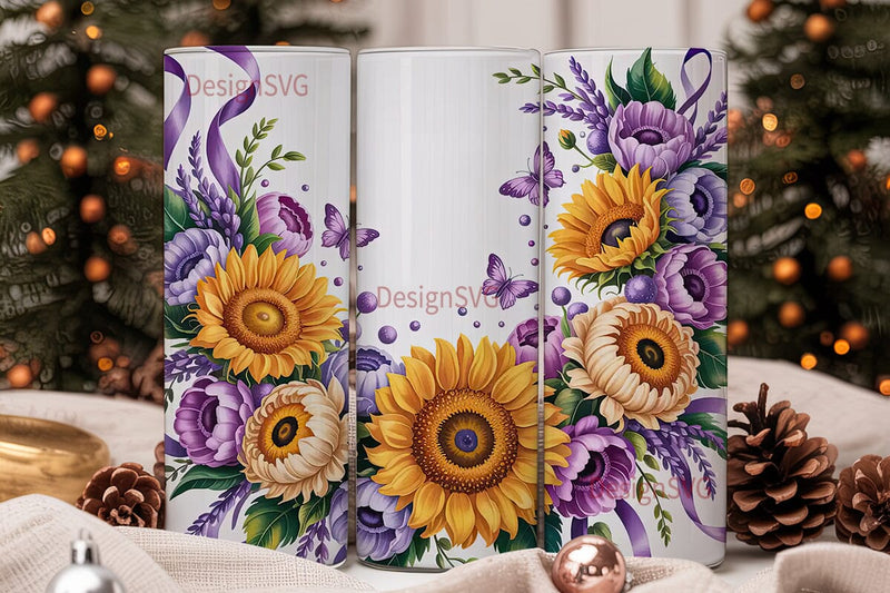 Purple Sunflower Bouquet 20oz Tumbler Sublimation DesignSVG 