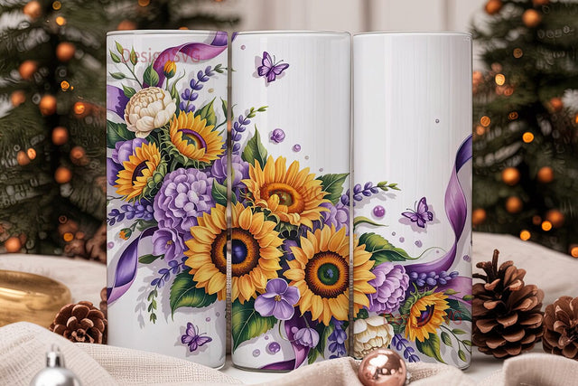 Purple Sunflower Bouquet 20oz Tumbler Sublimation DesignSVG 