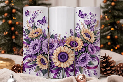 Purple Sunflower Bouquet 20oz Tumbler Sublimation DesignSVG 
