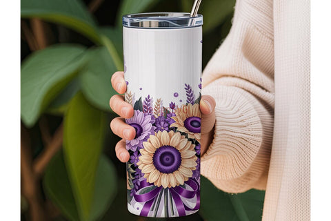 Purple Sunflower Bouquet 20oz Tumbler Sublimation DesignSVG 