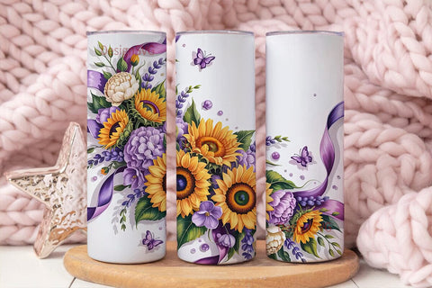 Purple Sunflower Bouquet 20oz Tumbler Sublimation DesignSVG 