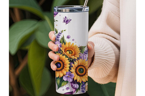 Purple Sunflower Bouquet 20oz Tumbler Sublimation DesignSVG 