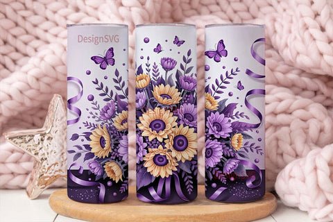 Purple Sunflower Bouquet 20oz Tumbler Sublimation DesignSVG 