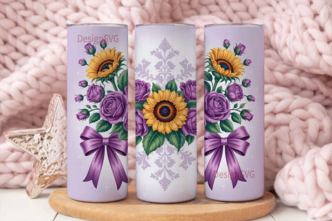 Purple Sunflower Bouquet 20oz Tumbler Sublimation DesignSVG 