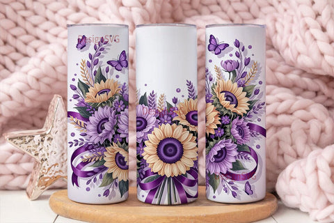Purple Sunflower Bouquet 20oz Tumbler Sublimation DesignSVG 