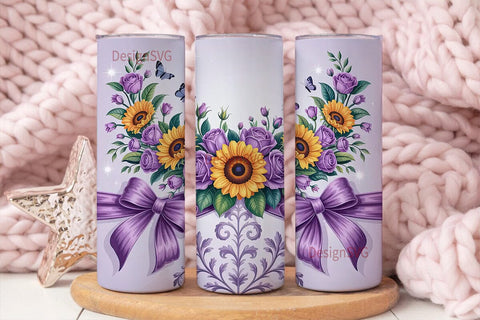 Purple Sunflower Bouquet 20oz Tumbler Sublimation DesignSVG 
