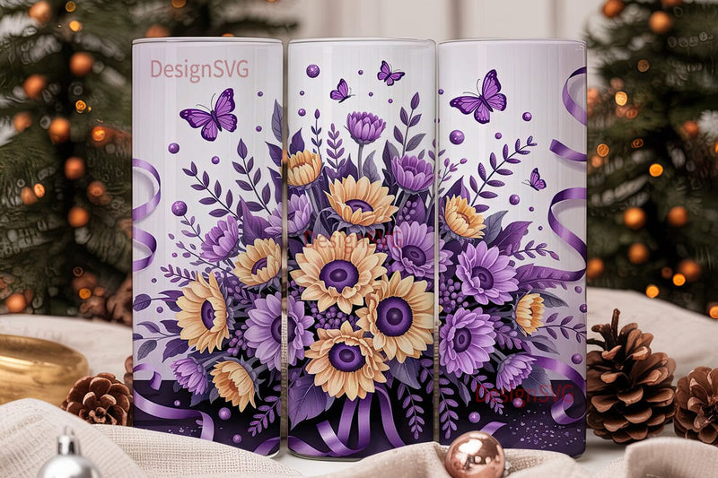Purple Sunflower Bouquet 20oz Tumbler Sublimation DesignSVG 