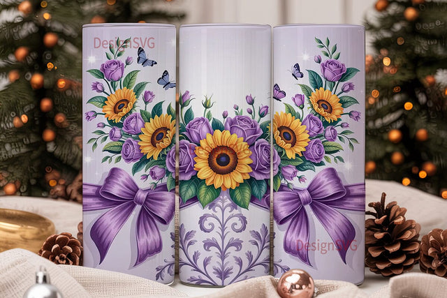 Purple Sunflower Bouquet 20oz Tumbler Sublimation DesignSVG 