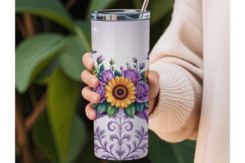 Purple Sunflower Bouquet 20oz Tumbler Sublimation DesignSVG 
