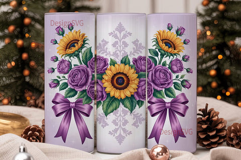 Purple Sunflower Bouquet 20oz Tumbler Sublimation DesignSVG 
