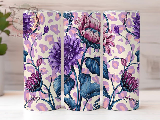 Purple Sunflower Floral 20oz Tumbler Wrap, 20oz Sublimation Tumbler, Boho Sunflower Design, Vibrant Flower Tumbler, Rustic Floral Tumbler, Aesthetic Sunflower Tumbler Sublimation Lara' s Designs 