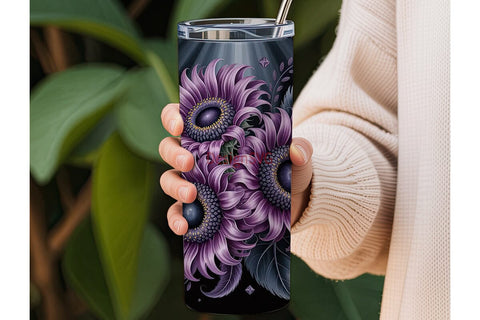 Purple Sunflower Glitter 20oz Tumbler Sublimation DesignSVG 