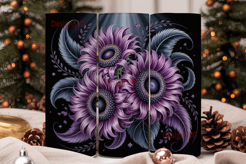 Purple Sunflower Glitter 20oz Tumbler Sublimation DesignSVG 