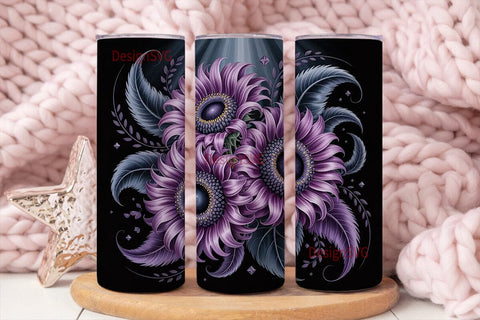Purple Sunflower Glitter 20oz Tumbler Sublimation DesignSVG 