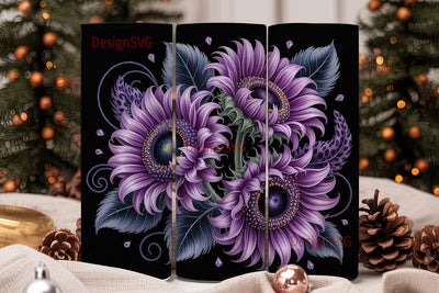 Purple Sunflower Glitter 20oz Tumbler Sublimation DesignSVG 