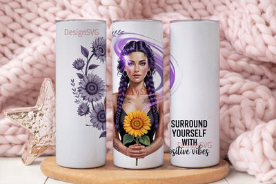Purple Sunflower Vibes 20oz Tumbler Wrap Sublimation DesignSVG 