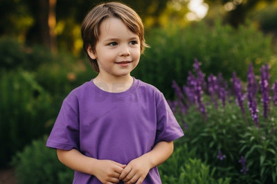 Purple t-shirt for kids Mock Up Photo Designangry 