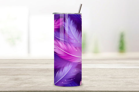 Purple Teal Feathers Tumbler Wrap | seamless wrap png Sublimation FloridPrintables 