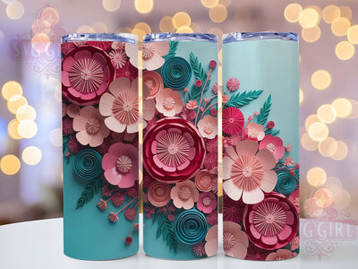 Purple Teal Floral 20oz Tumbler, Teal Flowers, Floral Print, Elegant Tumbler, 20oz Sublimation, PNG Design, Stylish Gift Sublimation SvggirlplusArt 