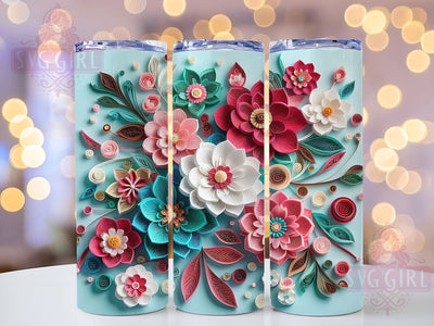 Purple Teal Floral 20oz Tumbler, Teal Flowers, Floral Print, Elegant Tumbler, 20oz Sublimation, PNG Design, Stylish Gift Sublimation SvggirlplusArt 