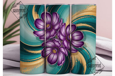 Purple Teal Floral 20oz Tumbler Wrap Sublimation sassyprint 