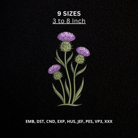 Purple Thistle Flower Machine Embroidery Design – Botanical Wildflower Embroidery File Embroidery/Applique DESIGNS PatternFeed8 