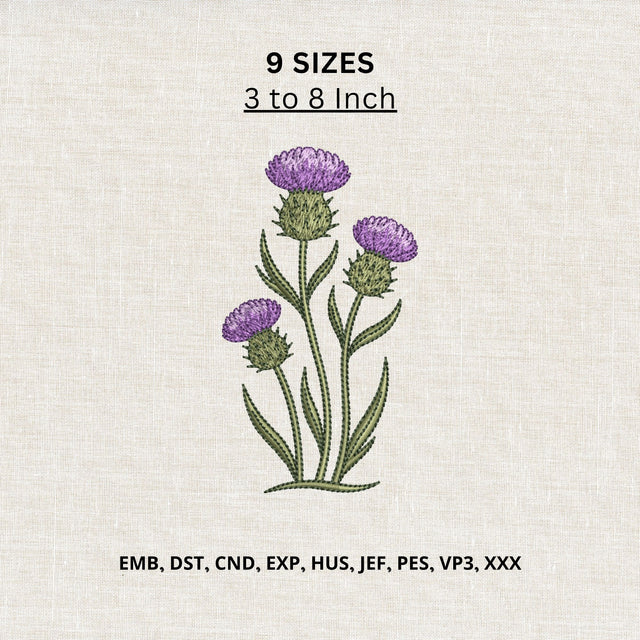 Purple Thistle Flower Machine Embroidery Design – Botanical Wildflower Embroidery File Embroidery/Applique DESIGNS PatternFeed8 