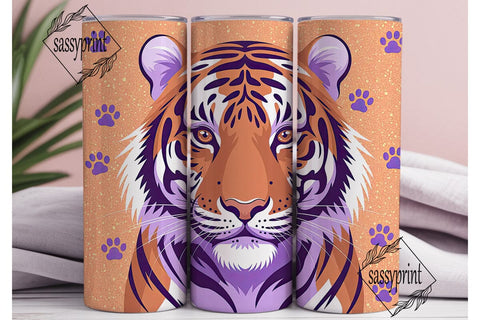 Purple Tiger Glitter 20oz Tumbler Wrap Sublimation sassyprint 