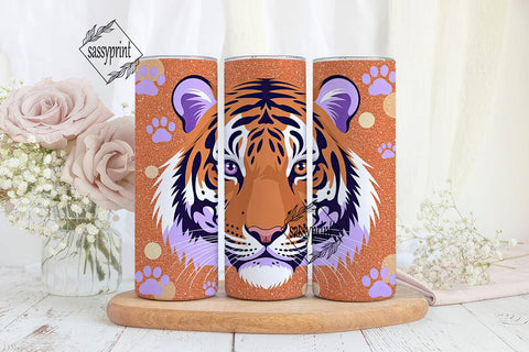 Purple Tiger Glitter 20oz Tumbler Wrap Sublimation sassyprint 