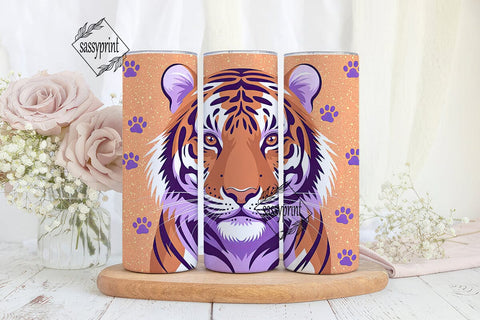 Purple Tiger Glitter 20oz Tumbler Wrap Sublimation sassyprint 