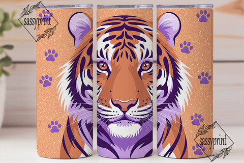Purple Tiger Glitter 20oz Tumbler Wrap Sublimation sassyprint 