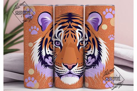 Purple Tiger Glitter 20oz Tumbler Wrap Sublimation sassyprint 
