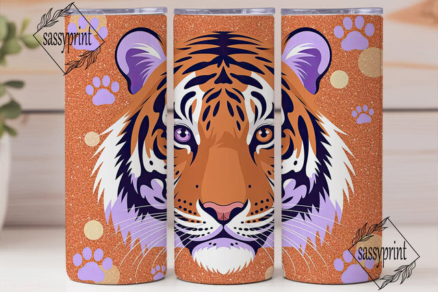 Purple Tiger Glitter 20oz Tumbler Wrap Sublimation sassyprint 