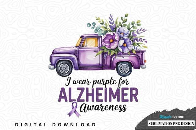 Purple truck alzheimer's awareness sublimation design Sublimation Regulrcrative 