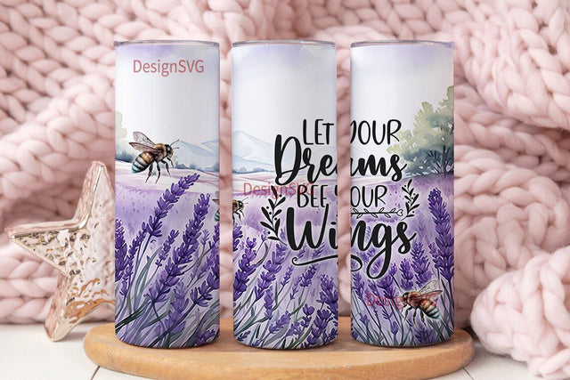 Purple Tumbler Wrap Positive Quote Sublimation Bee Lavender - 20oz Skinny Seamless Tumbler Wrap PNG Sublimation DesignSVG 