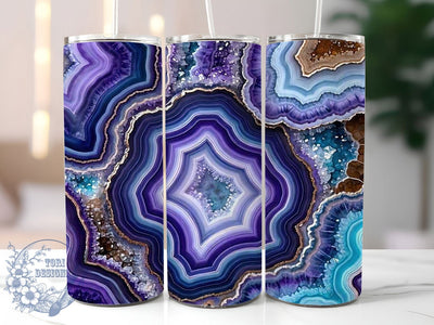 Purple Turquoise Agate Geode 20oz Tumbler, Purple Agate, Turquoise Geode, Crystal Design, Sublimation Wrap, 20oz Tumbler, Elegant Aesthetic, Mystic Charm Sublimation ToriDesigns 