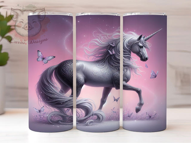 Purple Unicorn Butterfly Tumbler, Butterfly Fantasy, Pastel Sparkle, Glitter Wrap, Sublimation Art, 20oz Tumbler, Magical Design Sublimation Lara' s Designs 