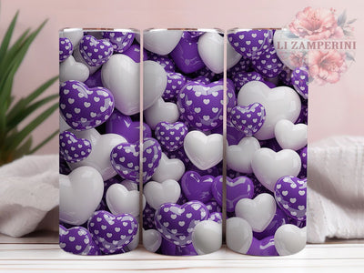 Purple Valentine Heart Tumbler, Valentine Theme, Romantic Pattern, Love Design, Elegant Style, Festive Wrap, 20Oz Tumbler, Sublimation Sublimation Li Zamperini 