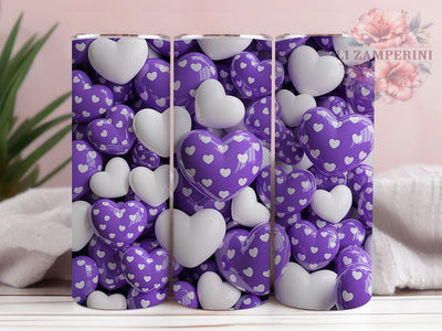 Purple Valentine Heart Tumbler, Valentine Theme, Romantic Pattern, Love Design, Elegant Style, Festive Wrap, 20Oz Tumbler, Sublimation Sublimation Li Zamperini 