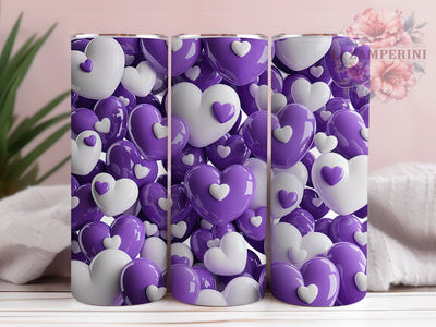 Purple Valentine Heart Tumbler, Valentine Theme, Romantic Pattern, Love Design, Elegant Style, Festive Wrap, 20Oz Tumbler, Sublimation Sublimation Li Zamperini 