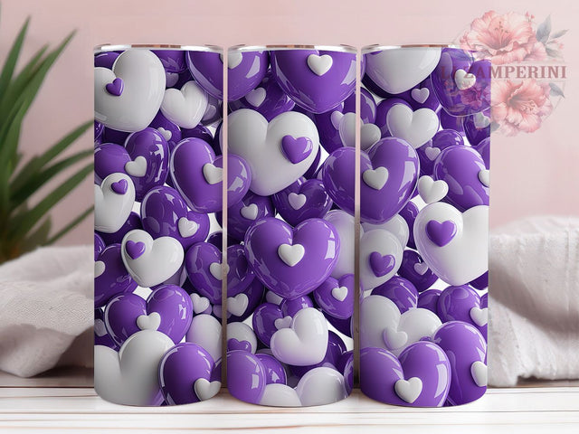 Purple Valentine Heart Tumbler, Valentine Theme, Romantic Pattern, Love Design, Elegant Style, Festive Wrap, 20Oz Tumbler, Sublimation Sublimation Li Zamperini 