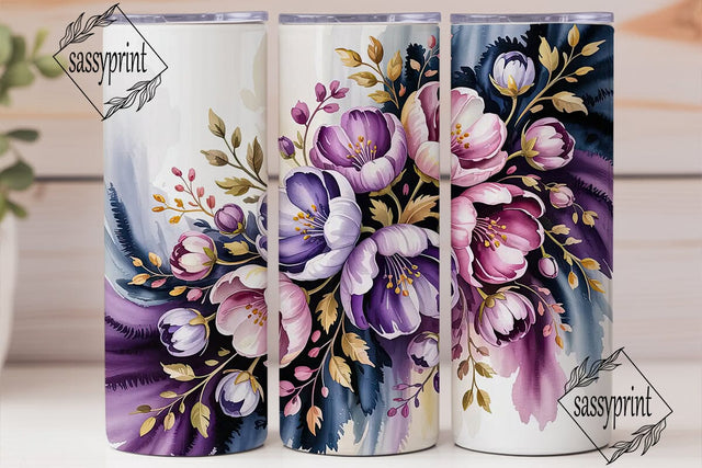 Purple Watercolor Floral 20oz Tumbler Sublimation sassyprint 