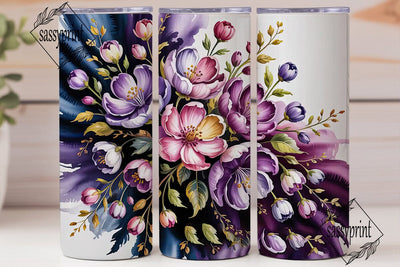 Purple Watercolor Floral 20oz Tumbler Sublimation sassyprint 