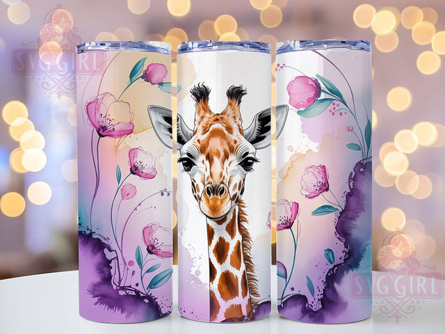 Purple Watercolor Giraffe 20oz Tumbler, Purple Watercolor Cup Wrap, Artistic Giraffe Design, Sublimation Tumbler Wrap, 20Oz Tumbler Design, Elegant Watercolor Cup, Stylish Giraffe Wrap Sublimation SvggirlplusArt 