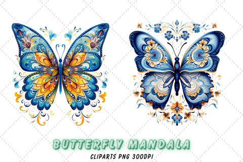 Purple Watercolor Ombre Mandala Butterfly Graphic, Watercolor Splash Overlay, Painted Butterfly Clipart, Whimsical Butterfly Sublimation FloridPrintables 