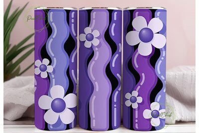 Purple Wavy Flower 20oz Tumbler Wrap Sublimation PixelChick 
