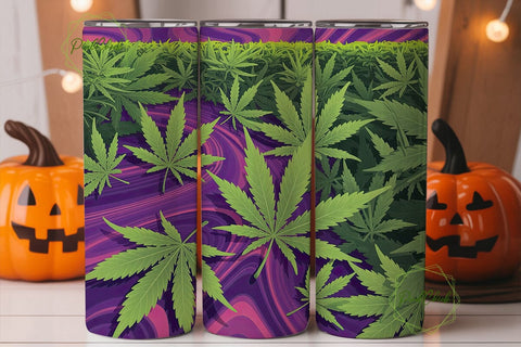 Purple Weed Leaf 20oz Tumbler Wrap Sublimation PixelChick 